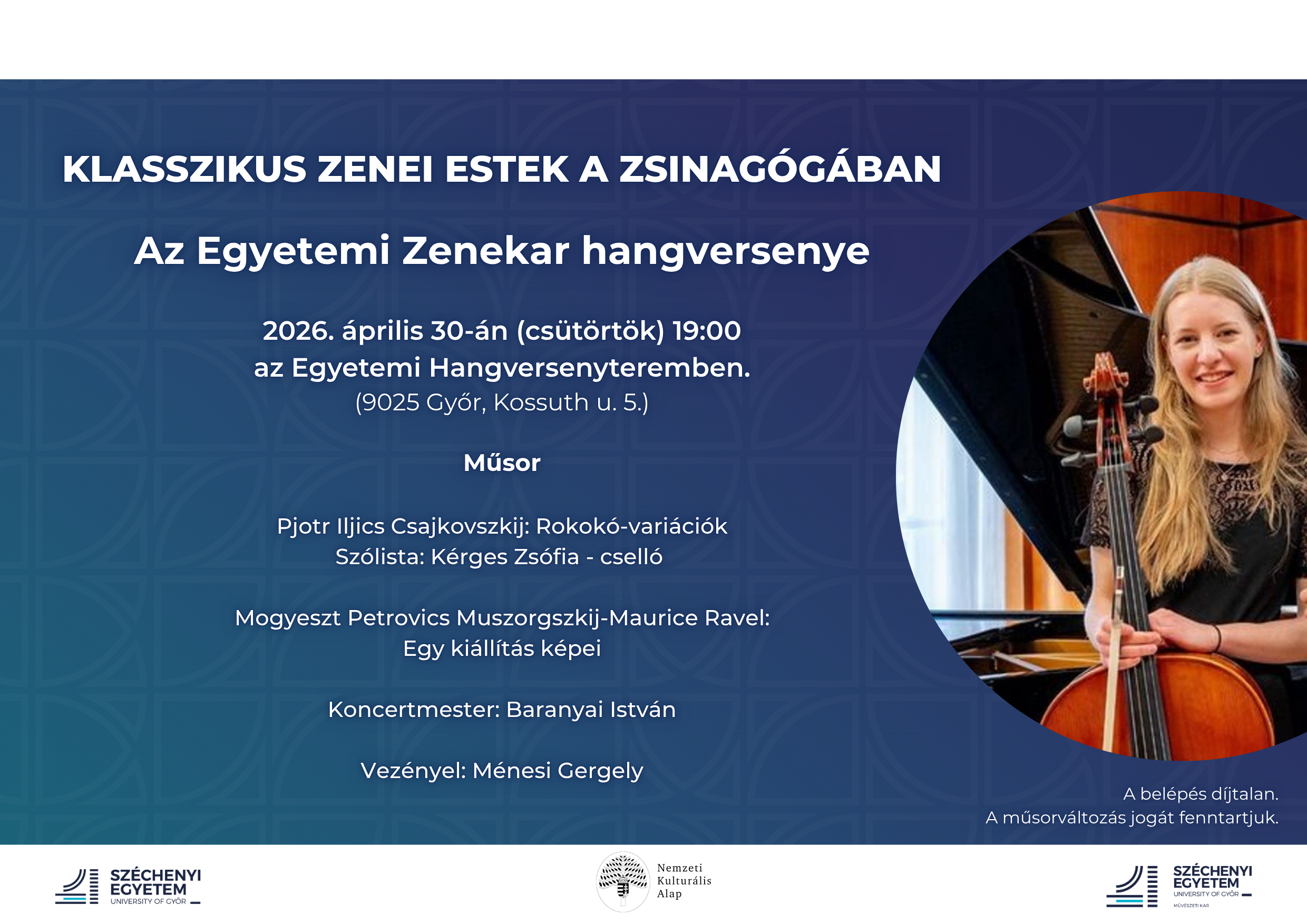 Klasszikus zenei estek a zsinagógában - 2026. április 30. Klasszikus zenei estek a zsinagógában - 2026. április 30.